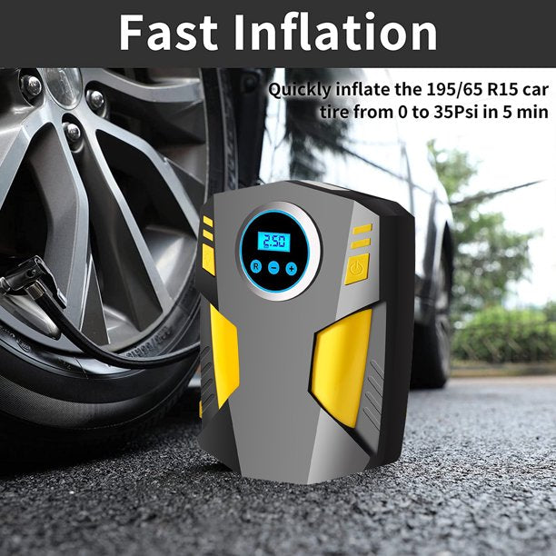 Tire Inflator Portable Air Compressor, 12V DC Air Pump for Car Tires with Digital Pressure Gauge 150psi and Emergency Led Light, Tire Pump for Car